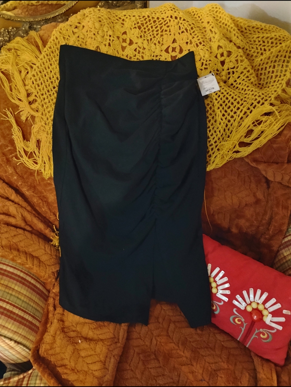 Nine West Black Ruched Pencil Skirt